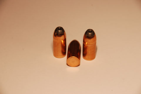 .355" to .361" Diameter 220 Grain Jacketed Round Nose HP bullets. No Cannelure
